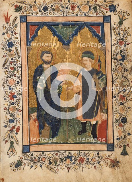 Saint Mark the Evangelist and Saint Sinibaldus Venerated by Members of a Lay..., ca. 1425-34. Creator: Cristoforo Cortese.