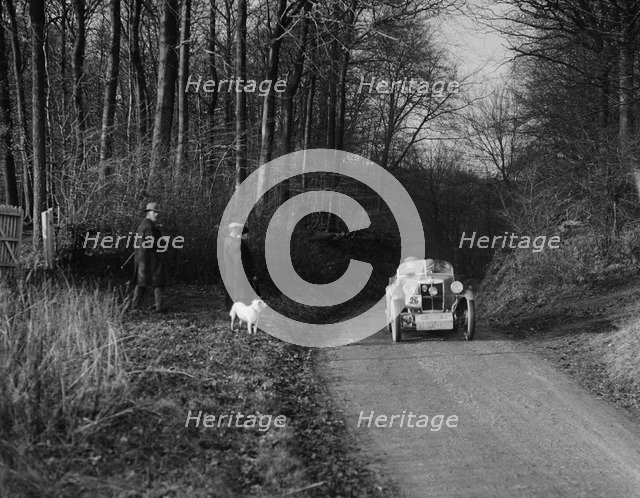 Standard 2-seater MG M Type of S Pepper competing in the MG Car Club Trial, 1931. Artist: Bill Brunell.