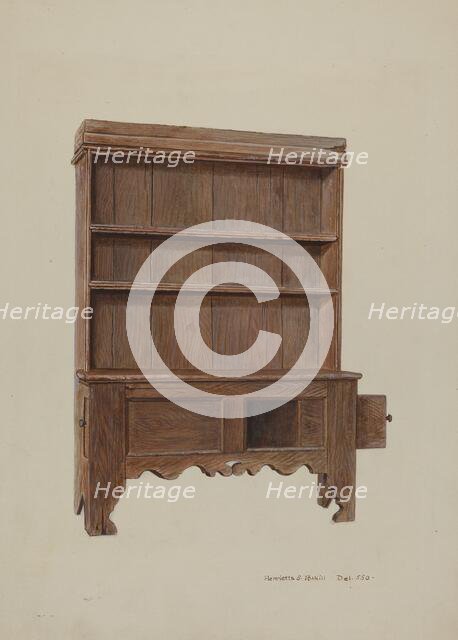 Pa. German Pewter Cupboard, c. 1939. Creator: Henrietta S. Hukill.