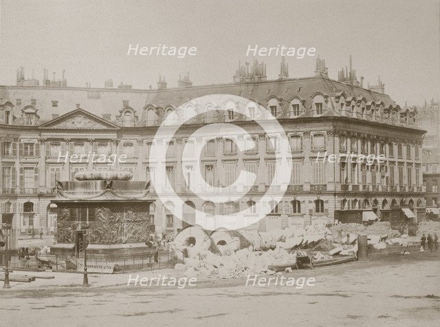 Fallen column, Place Vendome, Paris, 1871. Artist: Anon