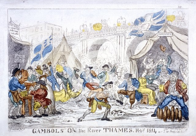 'Gambols on the River Thames, Feby, 1814'. Artist: George Cruikshank