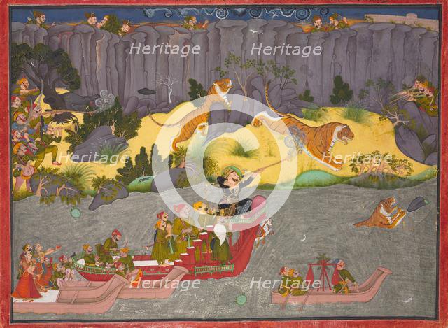 Tiger Hunt of Raja Ram Singh II, c. 1830-1840. Creator: Unknown.