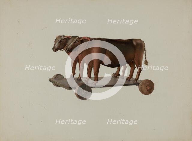 Toy Yoke of Oxen, 1935/1942. Creator: Joseph Goldberg.