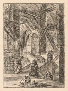 The Prisons: A Vast Interior with Trophies, 1745-1750. Creator: Giovanni Battista Piranesi (Italian, 1720-1778).