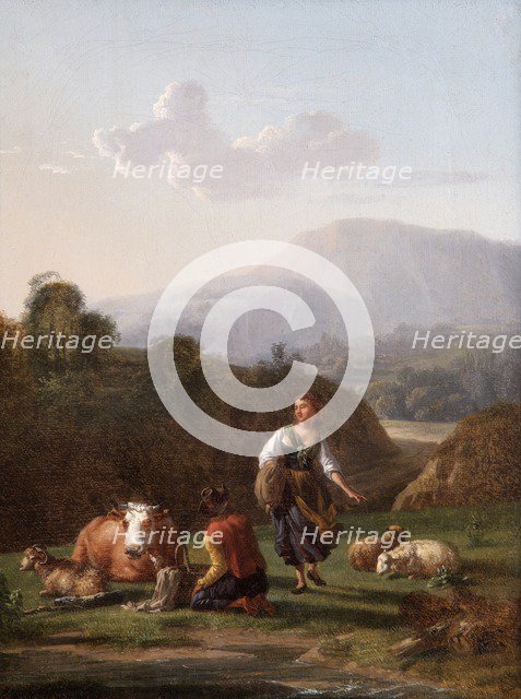 'The Riverbank: Landscape with Figures and Cattle', 17th century. Artist: Karel Du Jardin.