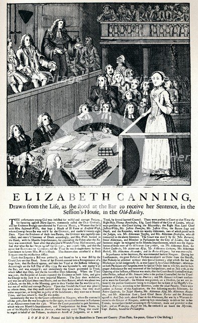 A broadside of 1754 reporting on the case of Elizabeth Canning, 1915. Artist: Unknown