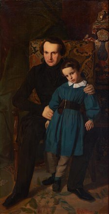 Portrait de Victor Hugo avec son fils François-Victor Hugo, 1836. Creator: Auguste de Chatillon.