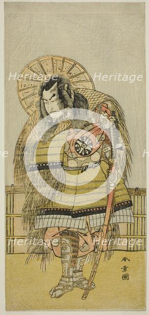 The Actor Nakamura Nakazo I as Takechi Jubei Mitsuhide in the Play Shusse Taiheiki..., c. 1775. Creator: Shunsho.