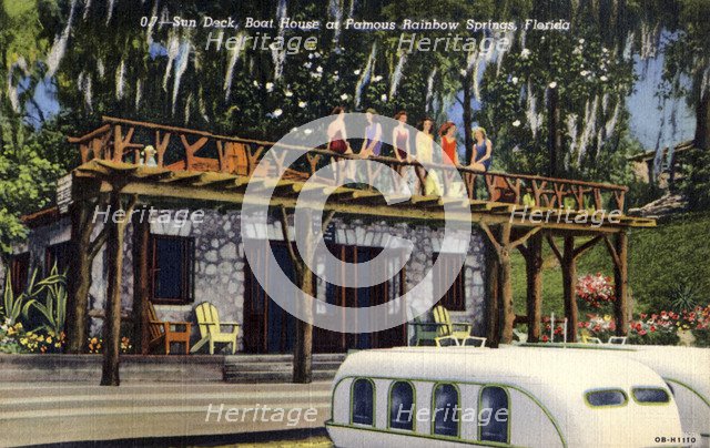 Sun deck on a boathouse, Rainbow Springs, Florida, USA, 1940. Artist: Unknown