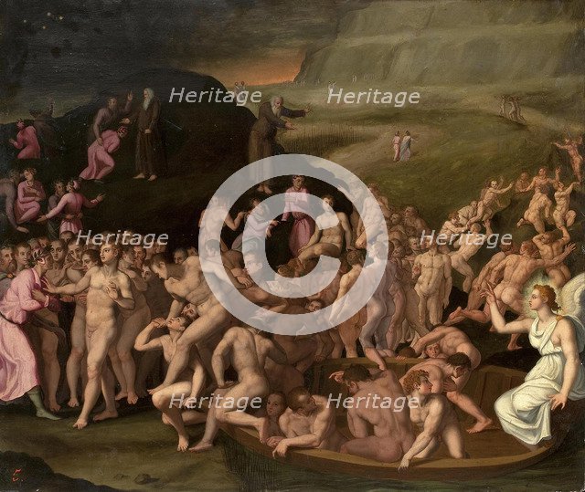 Dante and Vergilius on the Way to the Purgatory.