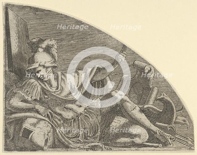 Mars seated on his Trophies, ca. 1542-45. Creator: Leon Davent.