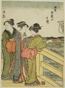 View from Azuma Bridge, from the series "Ten Precincts of Kinryuzan Temple in Asakusa..., c. 1783. Creator: Torii Kiyonaga.