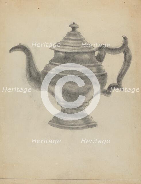 Pewter Teapot, 1935/1942. Creator: Aaron Dermansky.