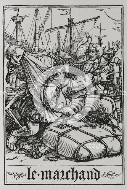 The Merchant from "The Dance of Death", 1538, (1877).  Creator: Unknown.