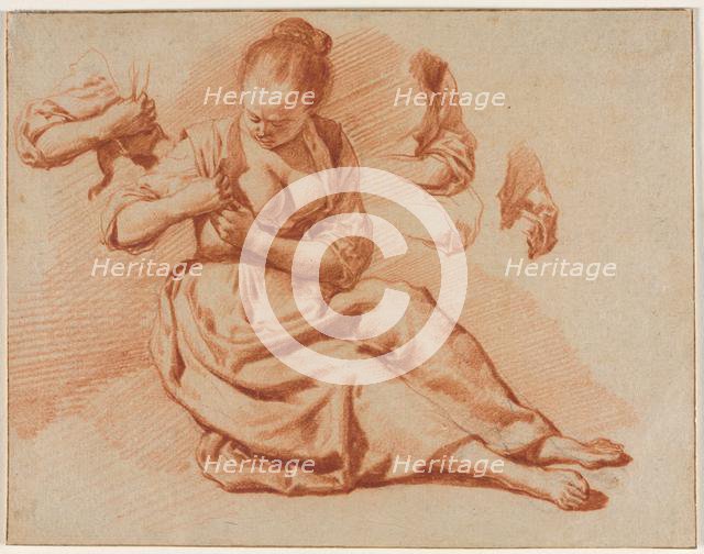 Seated Woman Searching for Fleas, c. 1671. Creator: Adriaen van de Velde (Dutch, 1636-1672).