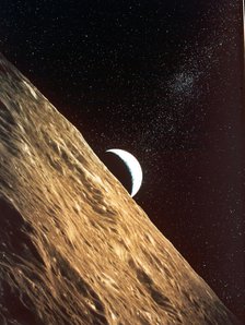 Earthrise seen from surface of the Moon, Apollo Mission, 1969. Artist: Unknown