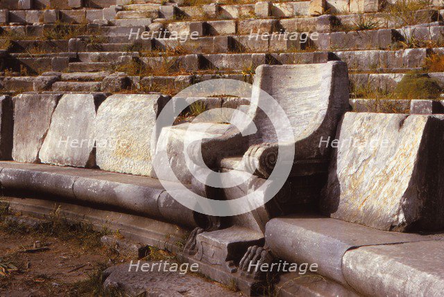 Prohedriai in the Greek Theatre of Priene, Turkey, 20th century. Artist: Unknown.