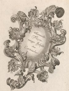 Design for a Cartouche, Plate 1 from 'Allerneueste Façon einiger Schild ode..., Printed ca. 1750-56. Creator: Andreas Hofer.