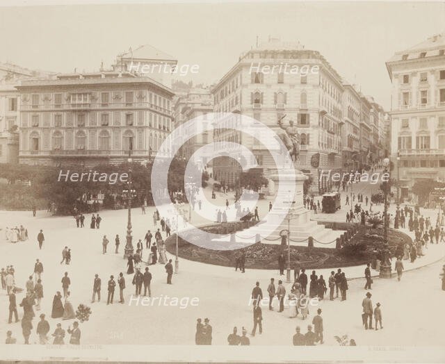 Piazza Corvetto, Genoa, mid-late 19th century.  Creator: Alfredo Noack.