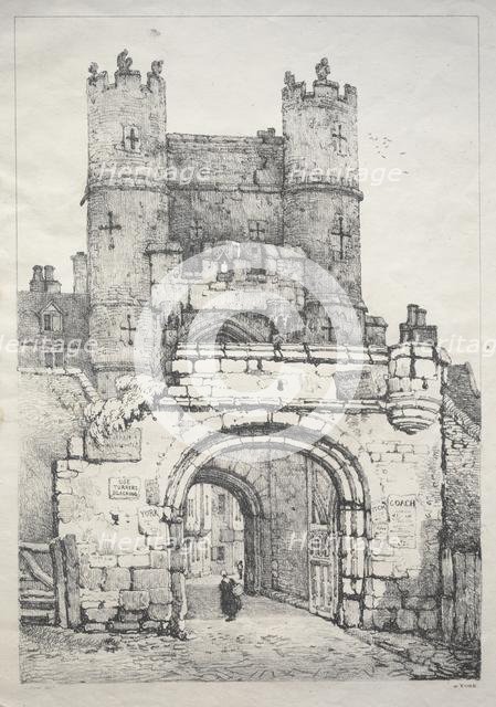A Series of Ancient Buildings and Rural Cottages in the North of England: At York, Medieval Gate, 18 Creator: Samuel Prout (British, 1783-1852).