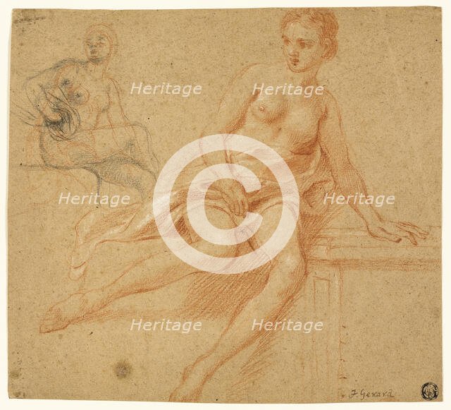Two Sketches of Seated Female Nude, n.d. Creator: Francois Pascal Simon Gerard.