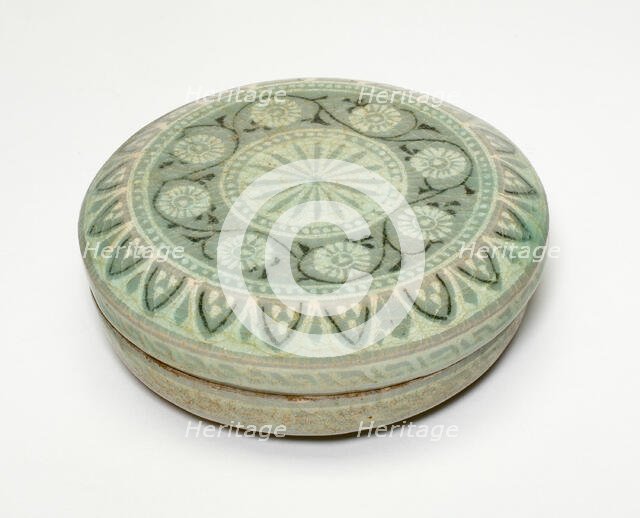 Covered Cosmetic Box with Chrysanthemum Flower Heads, Korea, Goryeo dynasty, mid-13th century. Creator: Unknown.