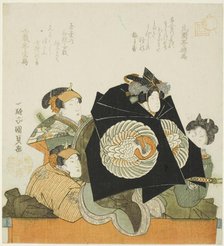 Three actors and a puppet, late 1810s. Creator: Utagawa Kunisada.