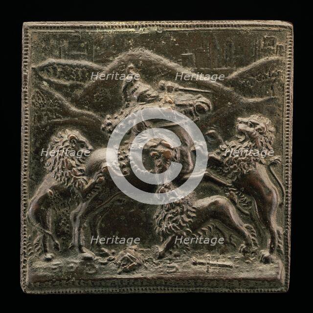 A Horseman Attacked by Three Lions. Creator: Gianfrancesco Enzola.