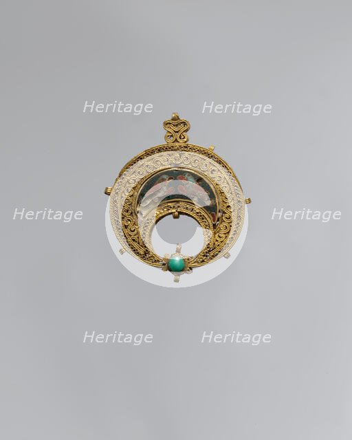 Crescent-Shaped Pendant with Confronted Birds, Egypt, 11th century. Creator: Unknown.