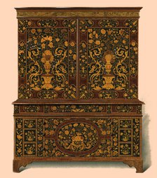 Cabinet press inlaid with marquetry, 1905. Artist: Shirley Slocombe.