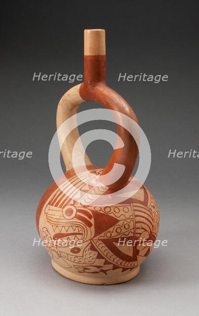 Stirrup Vessel Depicting an Anthropomorphic Composite Being, with Overpainting, 100 B.C./A.D. 500. Creator: Unknown.