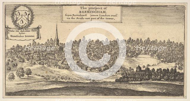 The Prospect of Bermingham, from Ravenshurst (neere London-road) on the South-east part..., 1625-77. Creator: Wenceslaus Hollar.