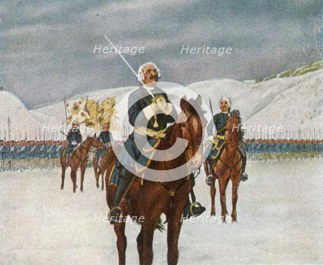 Prayer of the Old Dessauer before the Battle of Kesselsdorf, 15 December 1745, (1936). Creator: Unknown.