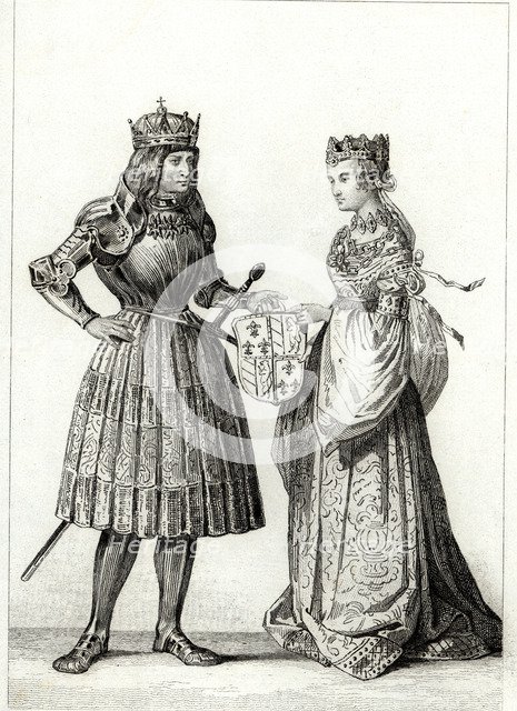 Maximilian I (1459-1519), emperor of Germany from 1493-1519 with Mary of Burgundy, parents of Phi…