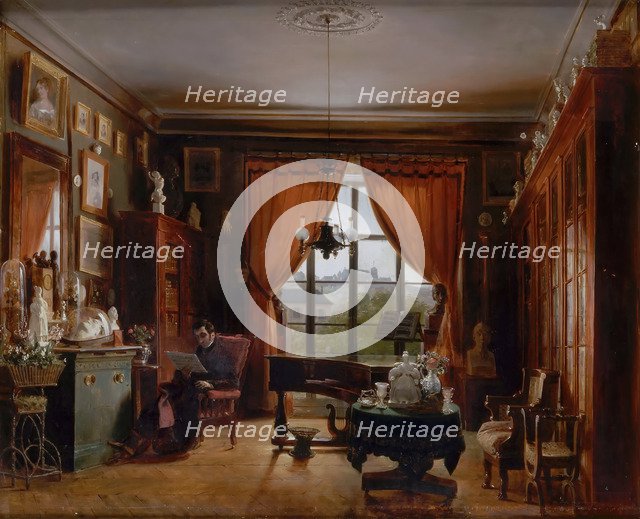 Pierre-Joseph-Guillaume Zimmermann in his Apartment in the Square d'Orléans, Paris. Artist: Lafaye, Prosper (1806-1883)