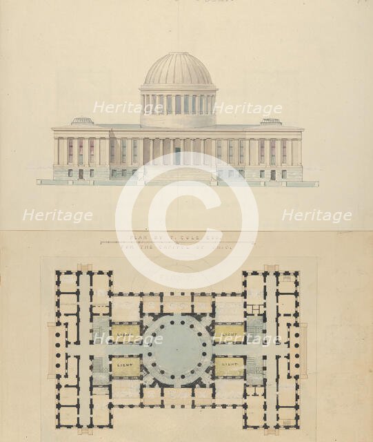 Plan by T. Cole, Esq. for the Capitol of Ohio, ca. 1839. Creator: Alexander Jackson Davis.