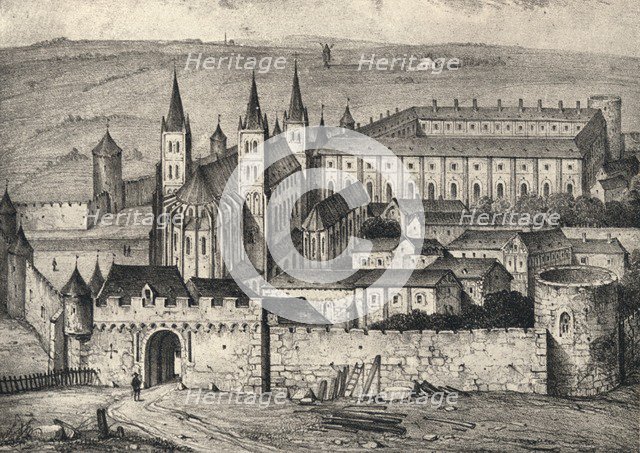 'The Abbey of St Germain-des-Prés in the 14th Century', 1915. Artist: Unknown.