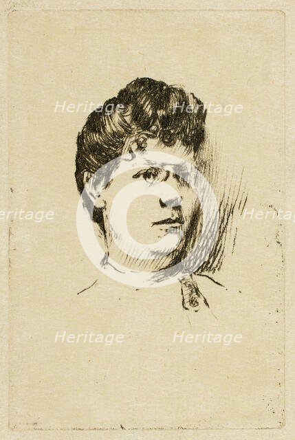 Sketch of a Woman's Head, 1895-1900. Creator: Theodore Roussel.