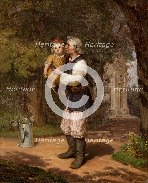 Gardener and a Little Colonel, 1855. Creator: Wojciech Gerson.