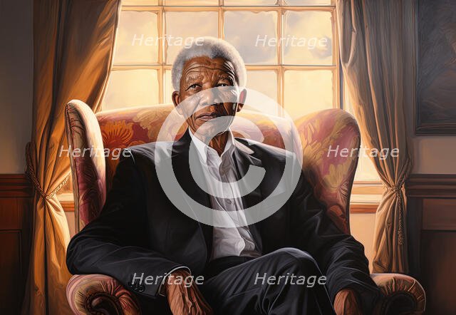 AI IMAGE - Portrait of Nelson Mandela, 2000s, (2023). Creator: Heritage Images.