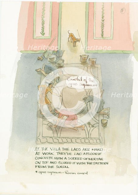 The master craftsman and his workers lay a floor for Julia's mosaic, 2003. Creator: Judith Dobie.