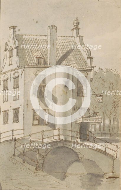 Cityscape with a bridge over a canal, c.1783-c.1797. Creator: Johannes Huibert Prins.