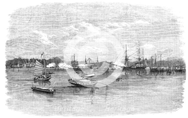 Capture of French Folly Fort, near Canton, by H.M.S. "Barracouta" and "Coromandel"..., 1857. Creator: Unknown.