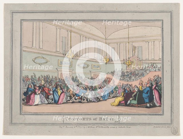 Comforts of Bath, Plate 10, January 6, 1798., January 6, 1798. Creator: Thomas Rowlandson.