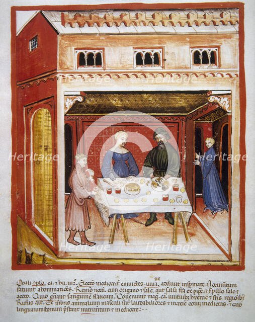 Preparing animal eyes, 14th century.  Creator: Unknown.