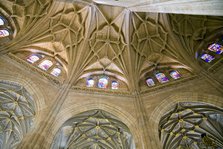 Stained glass windows and vaulted ceilings in Segovia Cathedral, Segovia, Spain, 2007. Artist: Samuel Magal