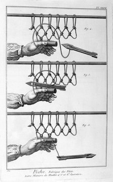 Making a fishing net, 1751-1777. Artist: Unknown