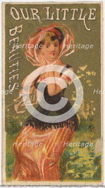 From the Girls and Children series (N58) promoting Our Little Beauties Cigarettes for Alle..., 1887. Creator: Allen & Ginter.