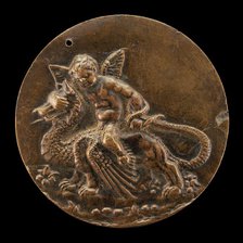 Cupid Riding on a Dragon, c. 1500. Creator: Moderno.