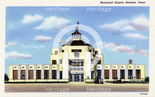 Art Deco style terminal building, Municipal Airport, Houston, Texas, USA, 1941. Artist: Unknown